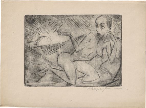 Weiblicher Akt vor Sonnenuntergang by Dorothea Maetzel-Johannsen, 1920