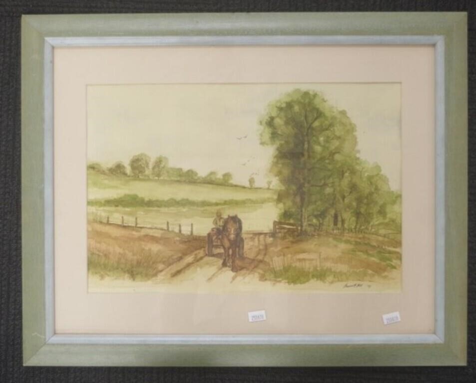 Artwork by Howard Herbert Hill, Horsedrawn cart, Made of Watercolour on paper