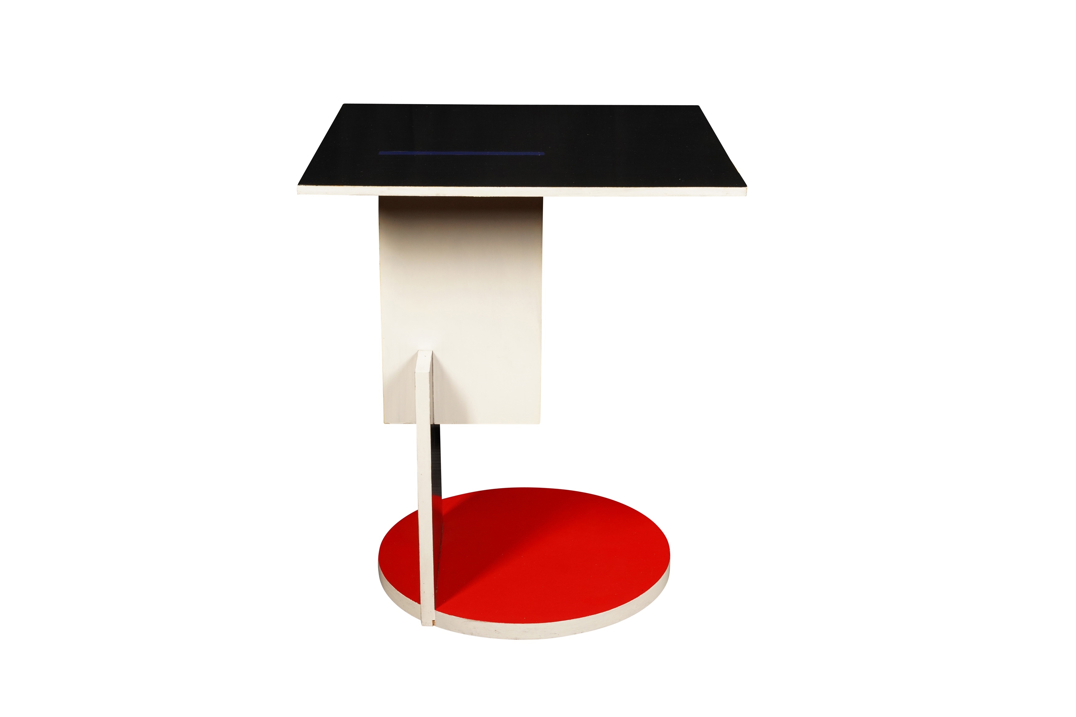 Artwork by Gerrit Rietveld, 'Schroeder' occasional table, Made of blue lacquered wood and laminated wood