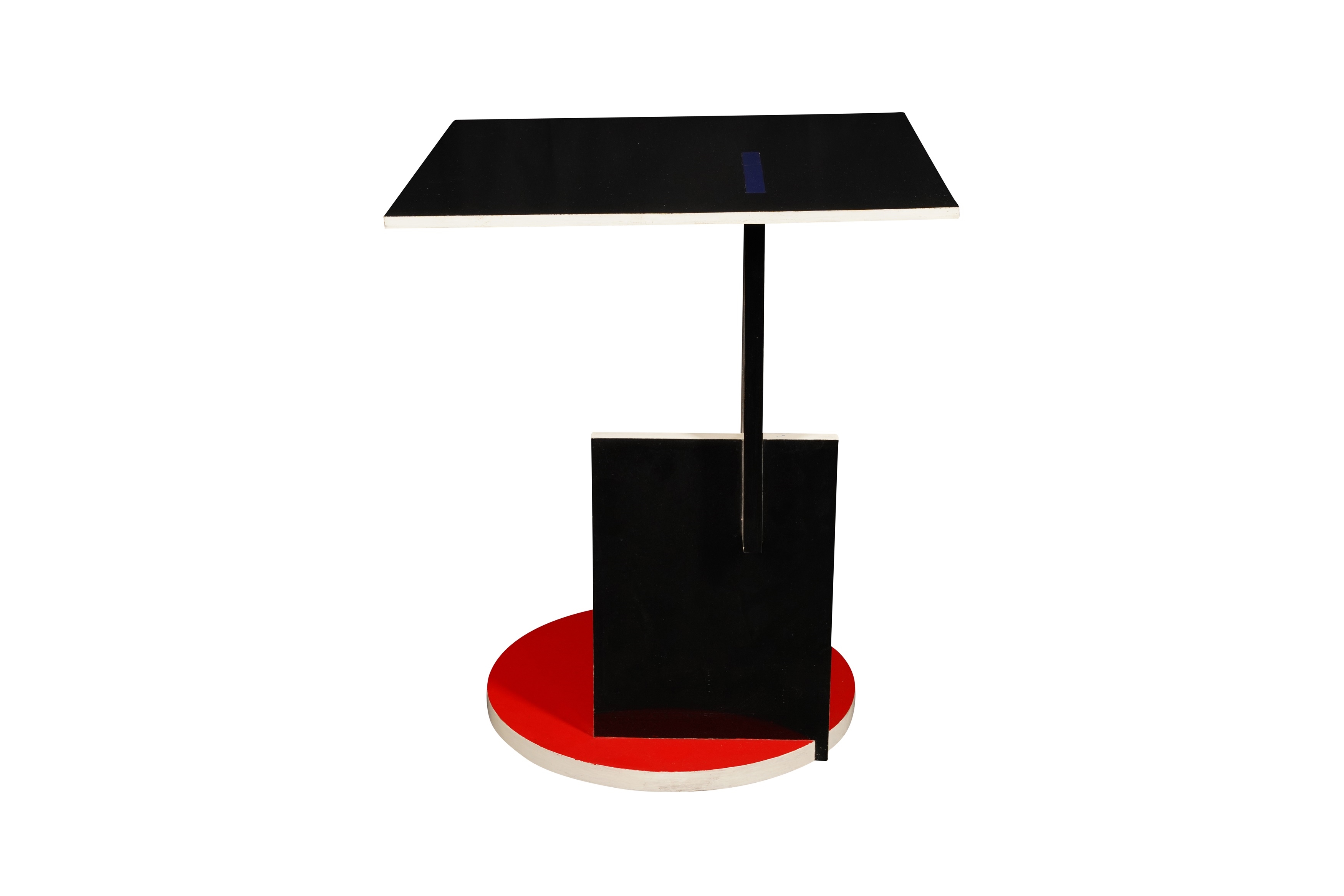 Artwork by Gerrit Rietveld, 'Schroeder' occasional table, Made of blue lacquered wood and laminated wood