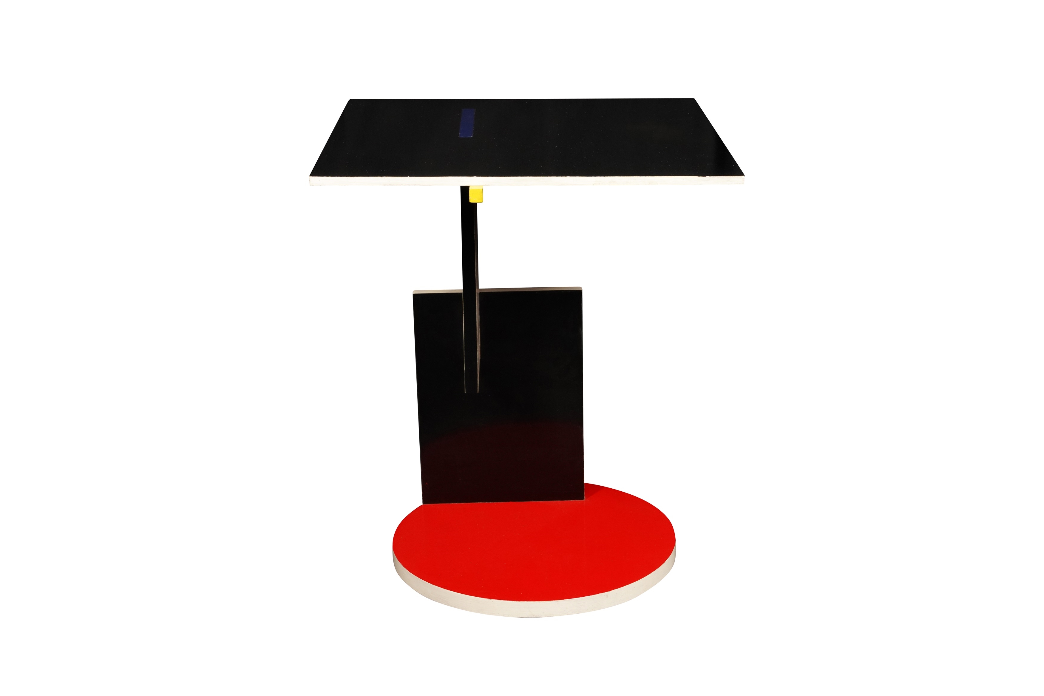 Artwork by Gerrit Rietveld, 'Schroeder' occasional table, Made of blue lacquered wood and laminated wood