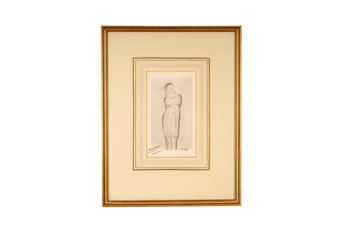 Partial nude pencil drawing - Emmanuel Gondouin