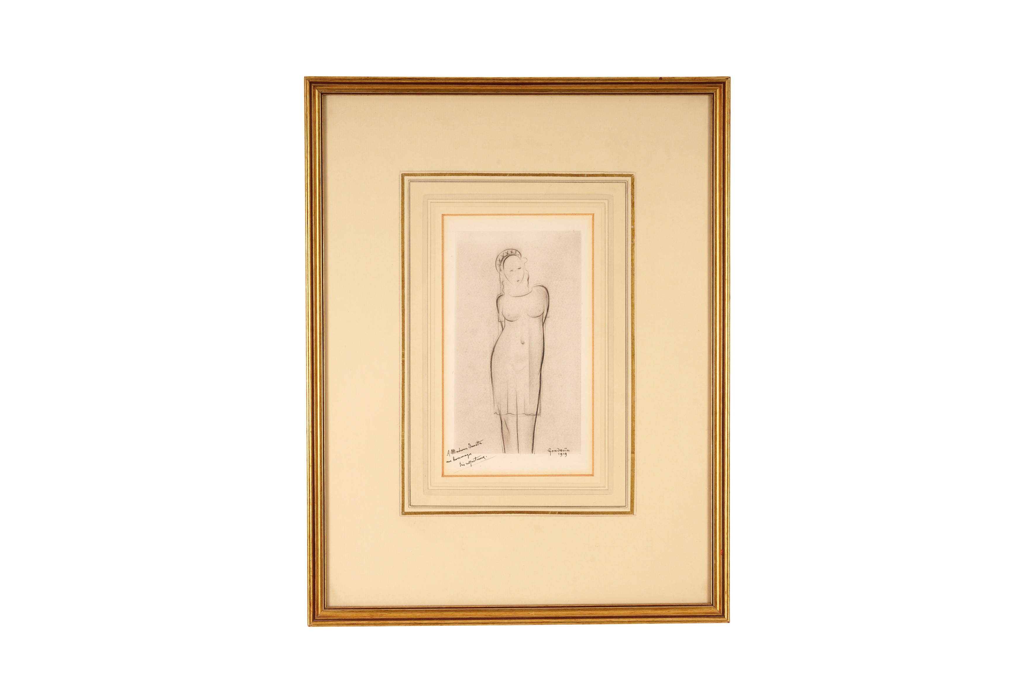 Artwork by Emmanuel Gondouin, Partial nude pencil drawing, Made of pencil drawing