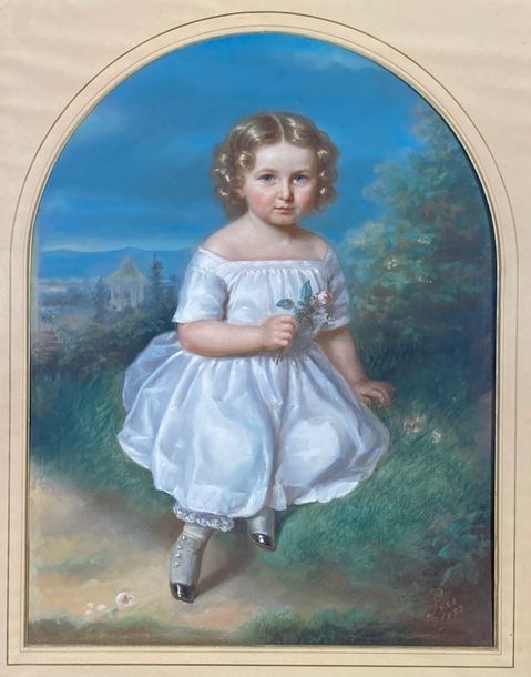 Artwork by Johann Jakob Serr, Portrait of a child, Made of Pastel