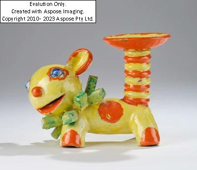Artwork by Walter Bosse, Walter Bosse, a fantastic animal with a candleholder, Kufstein, c. 1924-36, Made of Ceramic, with polychrome glazes