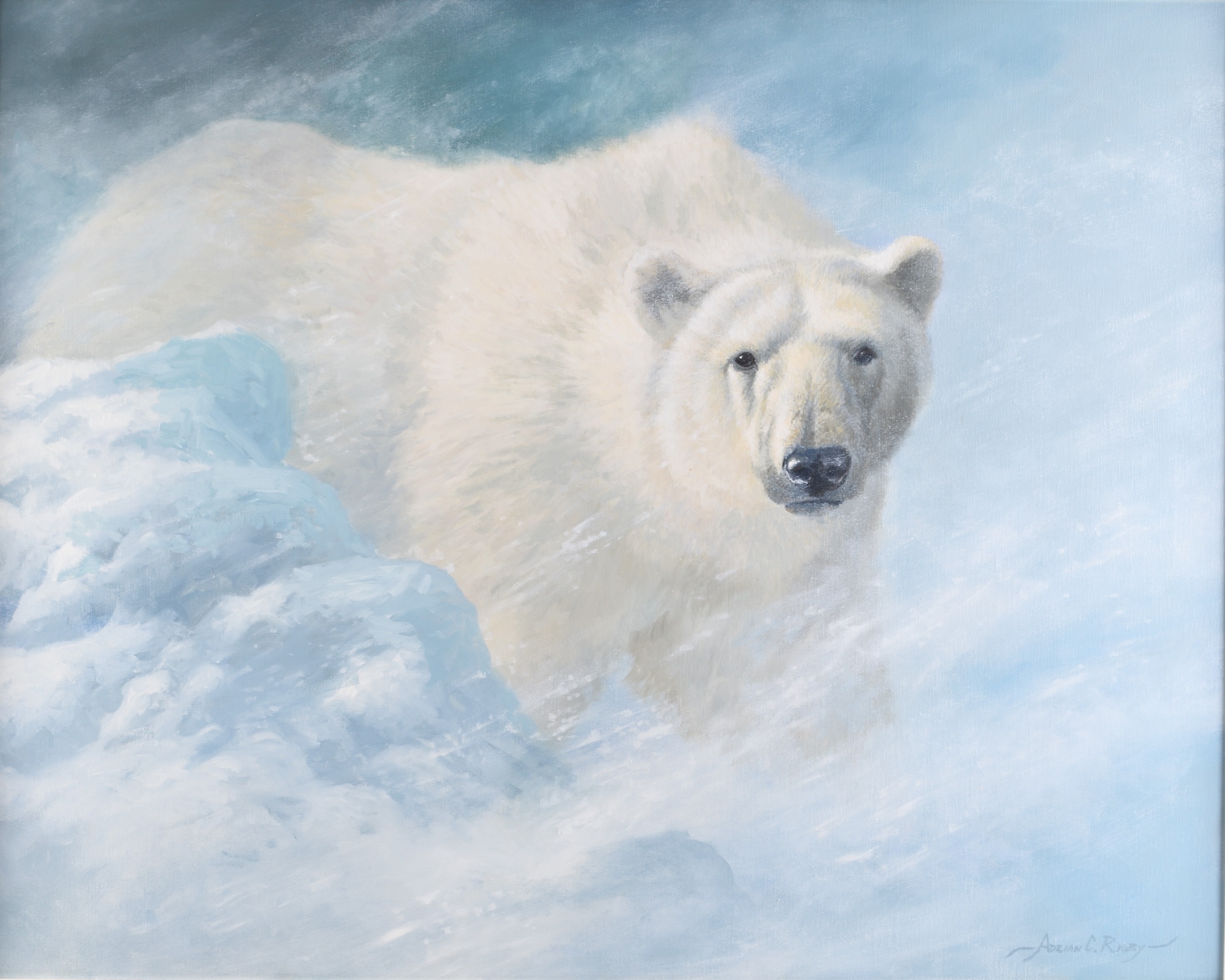 Adrian Rigby | Adrian Rigby (b.1962) Polar Bear in an Arctic Storm ...