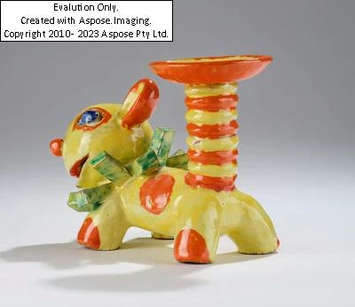 Artwork by Walter Bosse, Walter Bosse, a fantastic animal with a candleholder, Kufstein, c. 1924-36, Made of Ceramic, with polychrome glazes