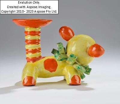 Artwork by Walter Bosse, Walter Bosse, a fantastic animal with a candleholder, Kufstein, c. 1924-36, Made of Ceramic, with polychrome glazes