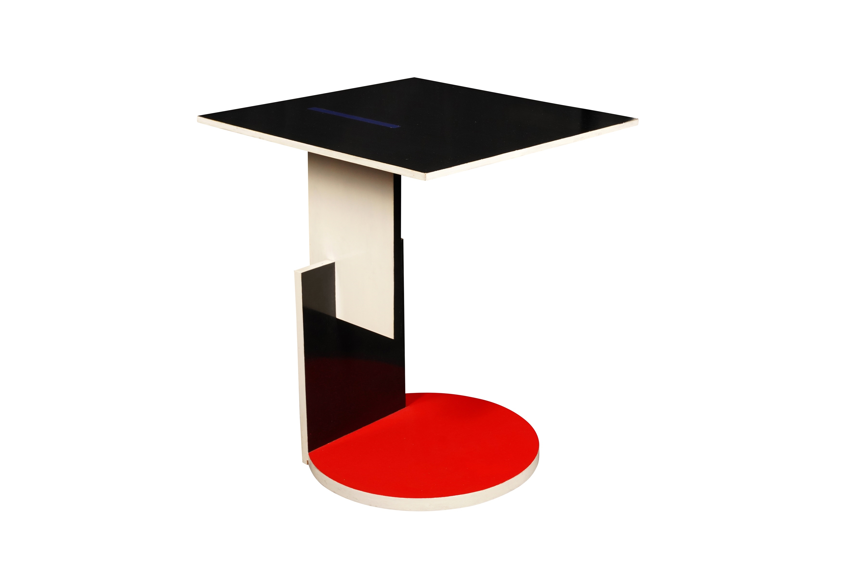Artwork by Gerrit Rietveld, 'Schroeder' occasional table, Made of blue lacquered wood and laminated wood