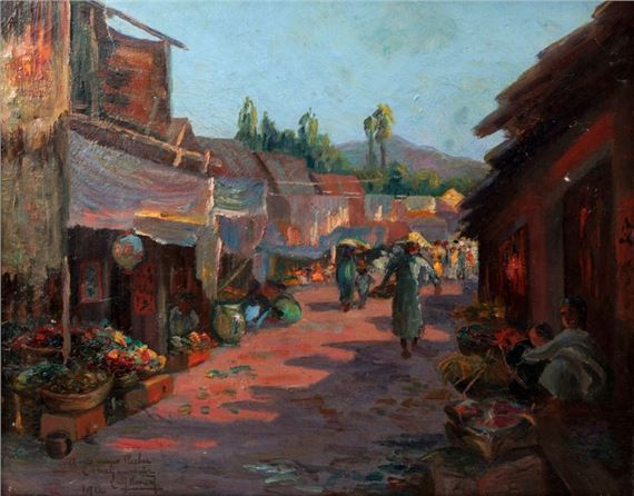 Théodore Riviere | Market in a village in Vietnam (1912) | MutualArt