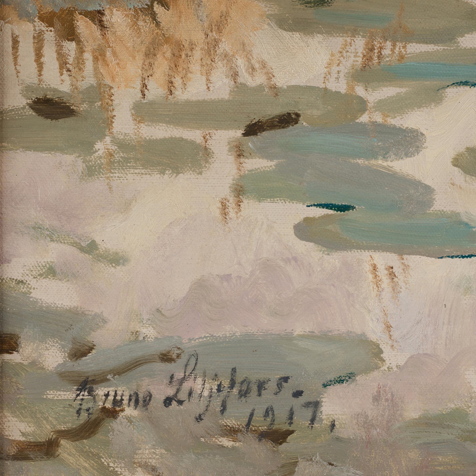 Artwork by Bruno Liljefors, Mallards amongst Water lilies, Made of Oil on canvas