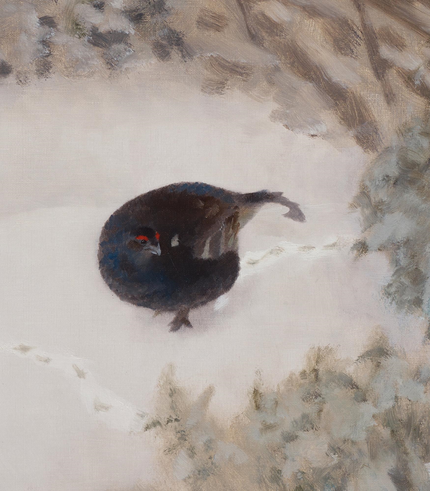 Artwork by Bruno Liljefors, Capercaillies in a Winter Landscape, Made of Oil on canvas