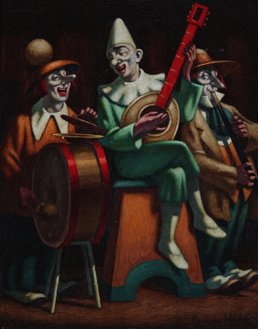 Artwork by Sándor Basilides, Musician Clown, Made of oil on canvas