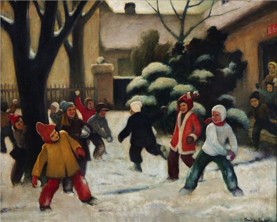 Snowballing Children by Sándor Basilides, 1953