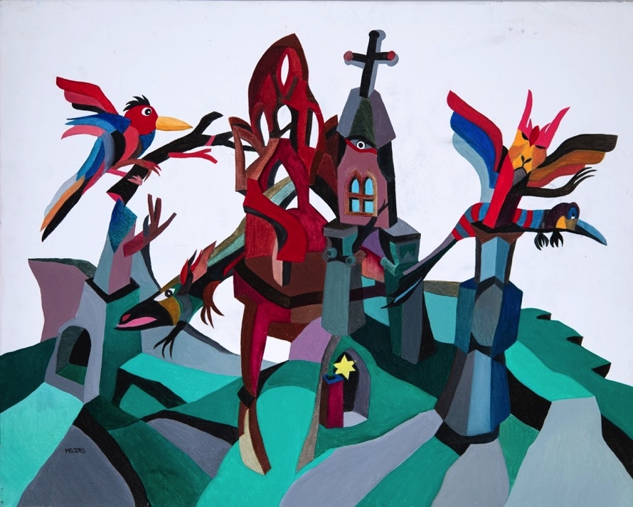 Artwork by Gabor P. Mezei, Armchair in Landscape, Made of oil on canvas