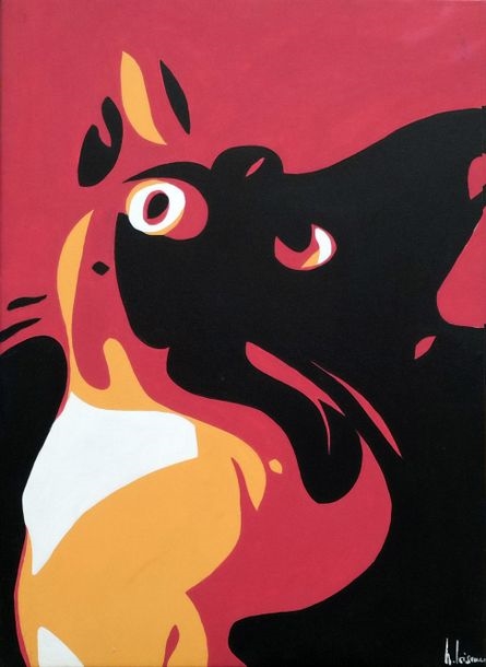 Artwork by Hervé Loiseau, Siam cat, Made of Painting on canvas