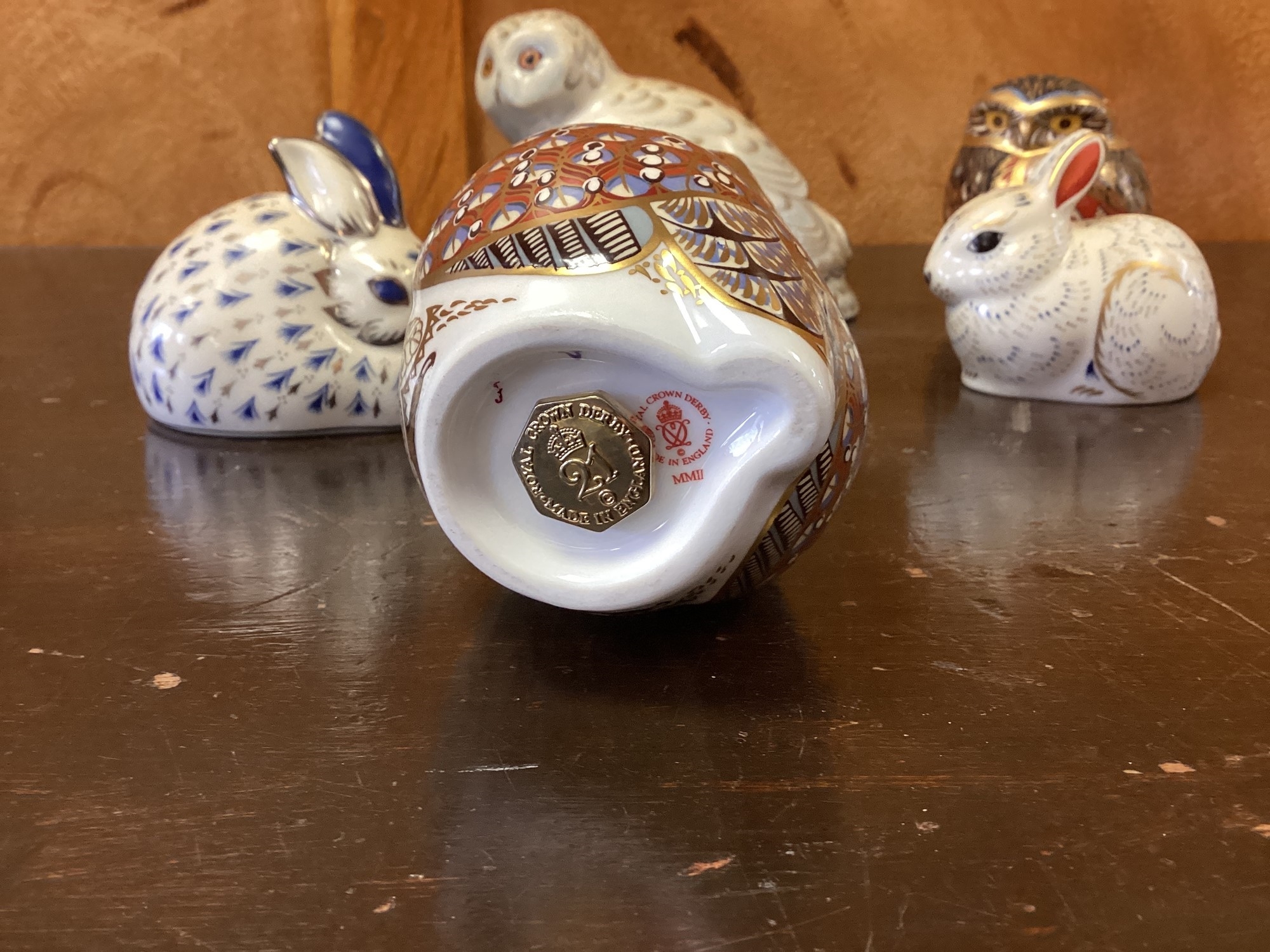 Royal Crown Derby | Three Royal Crown Derby owl paperweights including ...