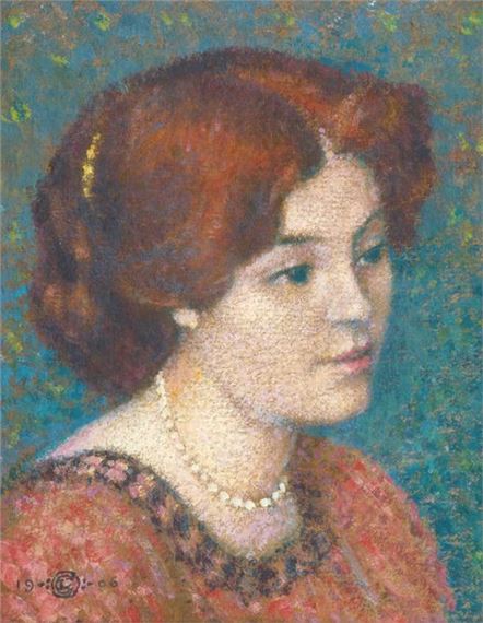 Portrait of a Young Woman with a Pearl Necklace by Georges Lemmen, 1906