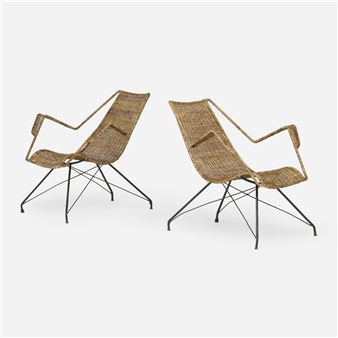 Armchairs, pair