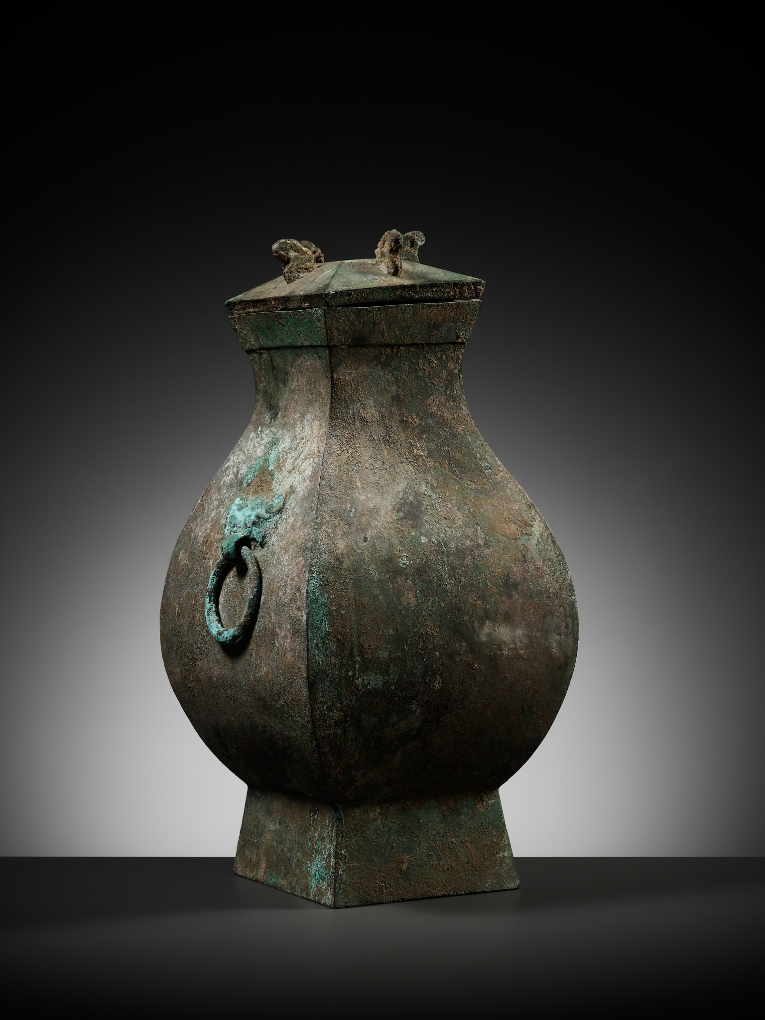 Han Dynasty | A BRONZE STORAGE VESSEL AND COVER WITH BIRD-FORM FINIALS ...