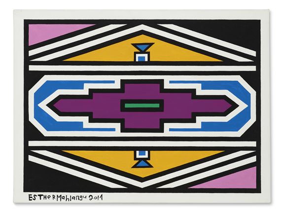 Untitled (Ndebele Abstract) by Esther Mahlangu, Painted in 2017