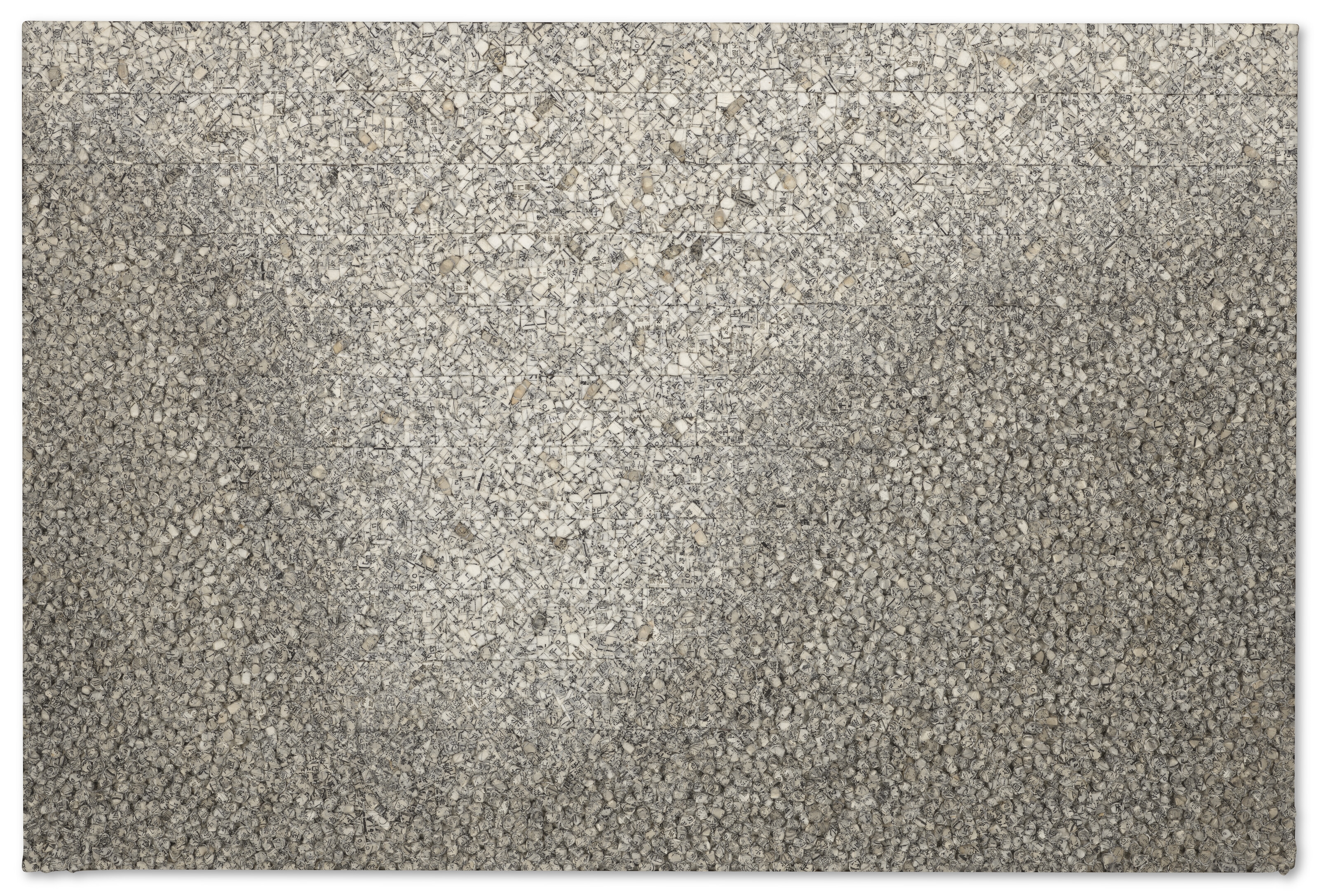 Artwork by Chun Kwang-Young, Aggregation Au00-107, Made of Korean Mulberry paper collage on board