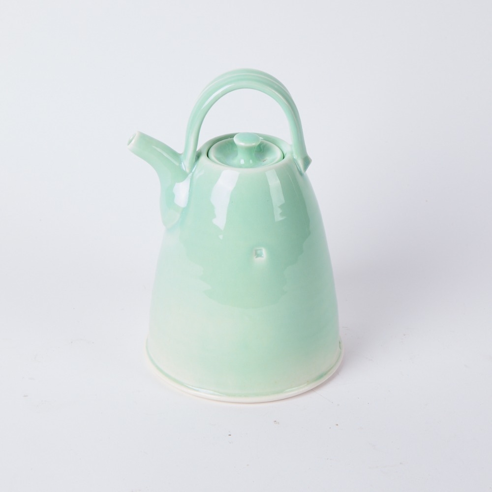 Artwork by Suzy Dunser, A Suzy Dunser Porcelain Teapot in a Celadon Glaze, Made of Porcelain