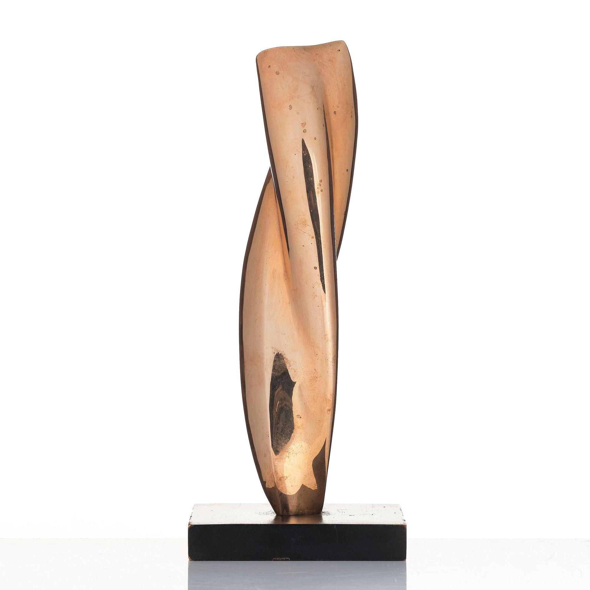 Artwork by Veikko Keränen, "Alone Together", Made of Polished bronze, mounted on a black-painted