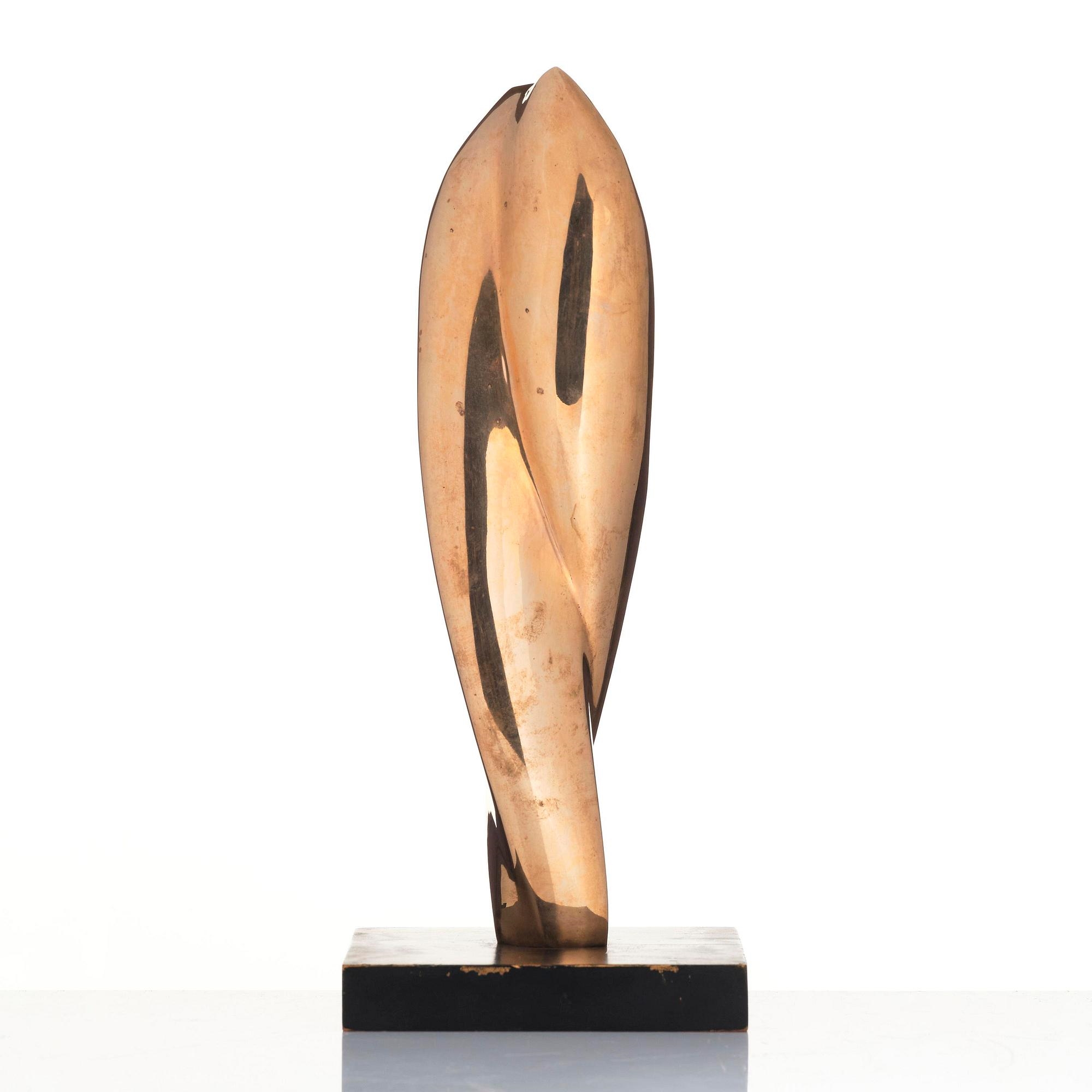 Artwork by Veikko Keränen, "Alone Together", Made of Polished bronze, mounted on a black-painted