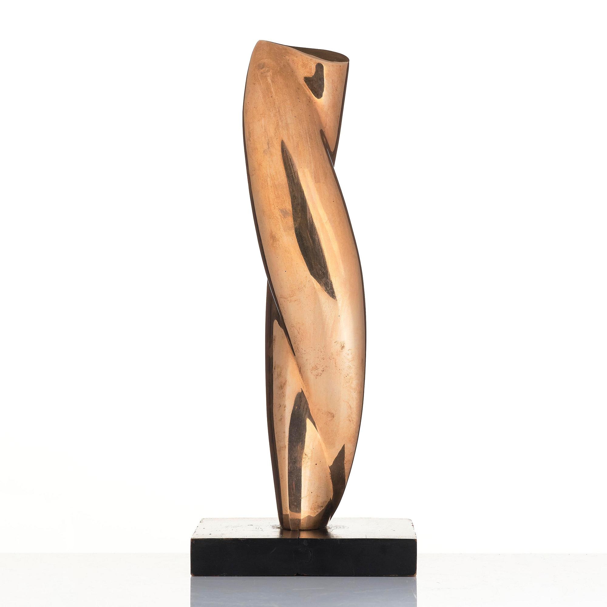 Artwork by Veikko Keränen, "Alone Together", Made of Polished bronze, mounted on a black-painted