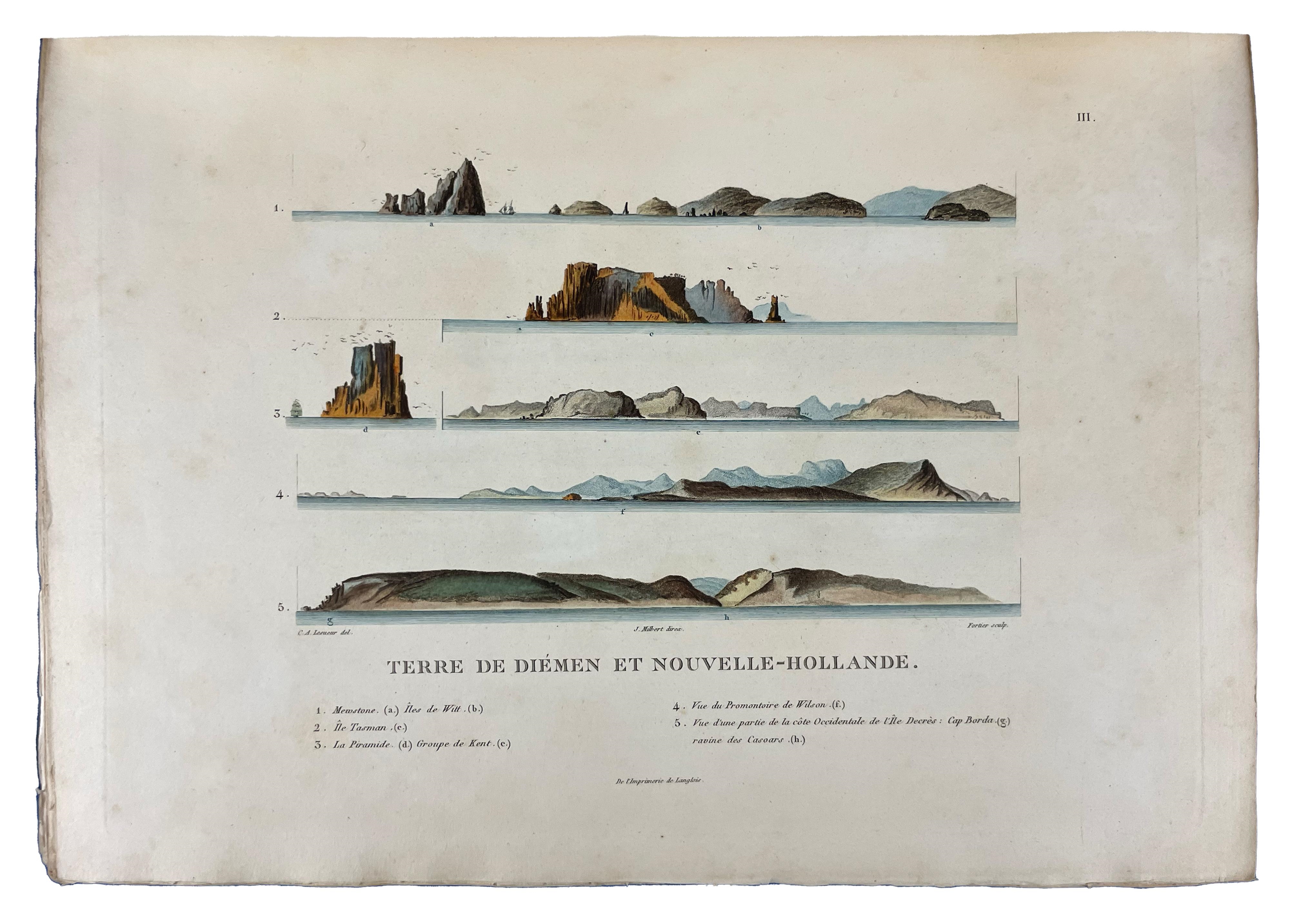 Artwork by Louis de Freycinet, François Péron, Nicholas Baudin, One of the most important early explorations of Australia, Made of engraved portrait