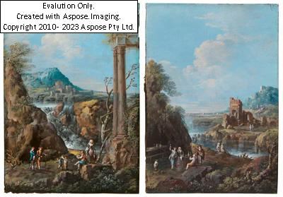 A river landscape with figures - Maria Luisa Raggi