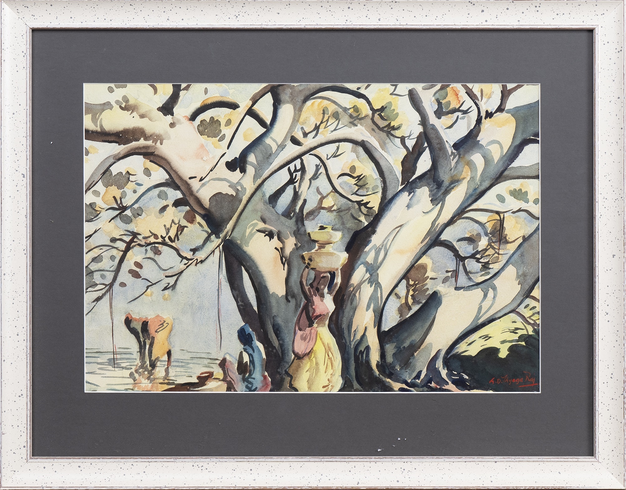 Artwork by G.D. Thyaga Raj, THE WATER CARRIERS, Made of watercolour on paper