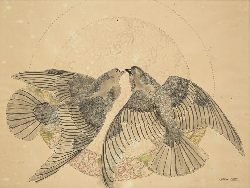 Artwork by Gasset-Ousset Hélène, The two birds, Made of Ink and wash drawing