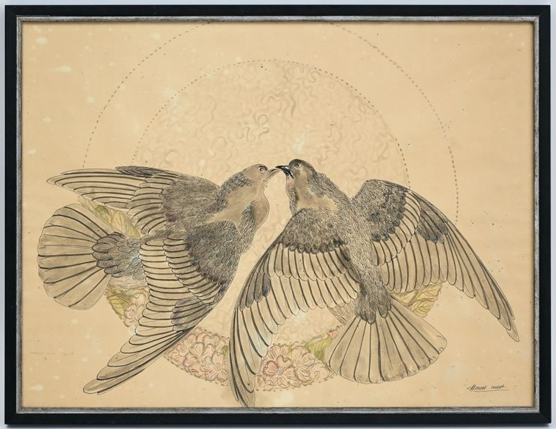 Artwork by Gasset-Ousset Hélène, The two birds, Made of Ink and wash drawing