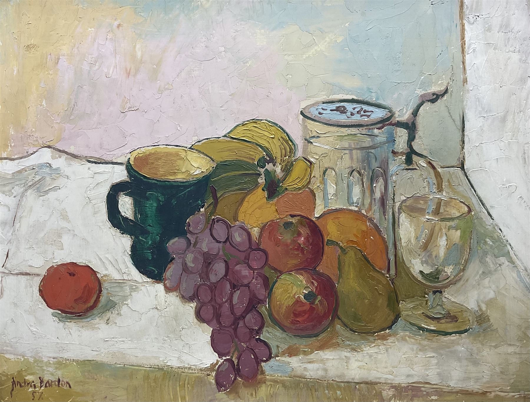 Artwork by Andra Bardon, Still Life of Fruit, Made of oil on board