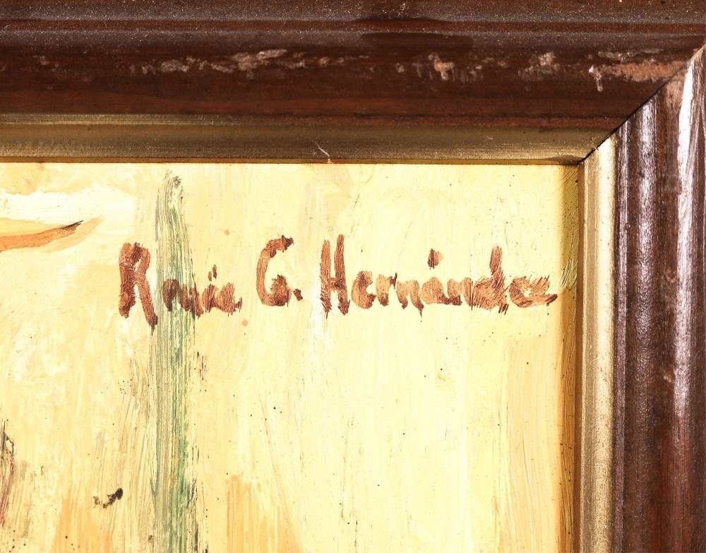 Artwork by Hernandez Brothers / Los Bros Hernandez, Still Life depicting a pear and a bunch of grapes next to a bottle, Made of photo