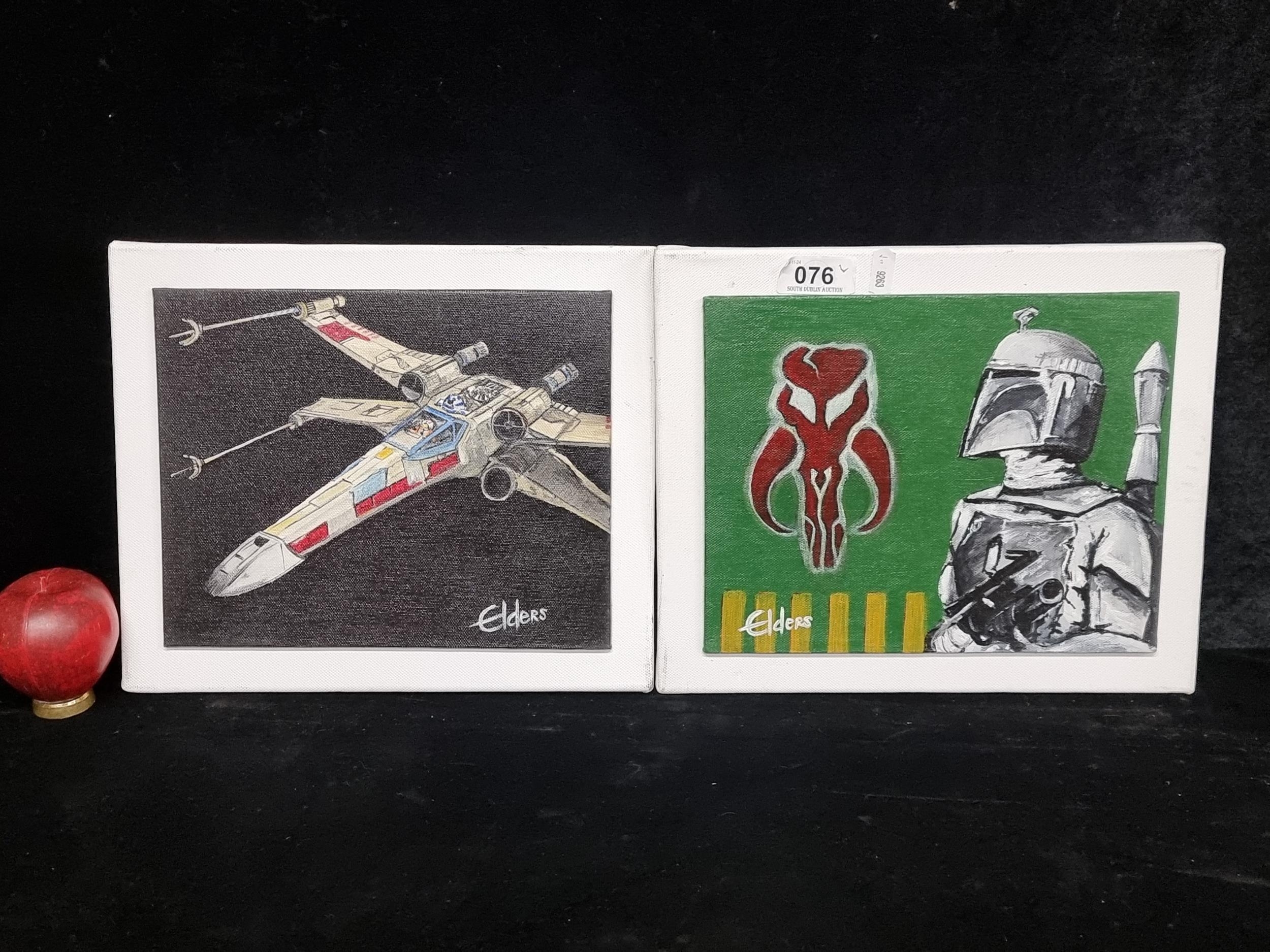 Artwork by Eamonn Elders, Two original Eamonn Elders oil on board paintings. Features, Made of oil on board painting