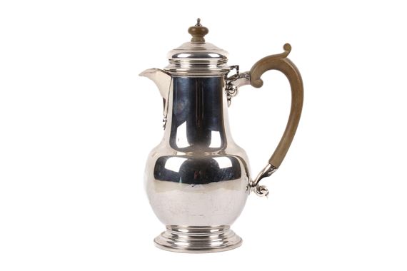 A silver coffee pot by Edward Barnard, 1947