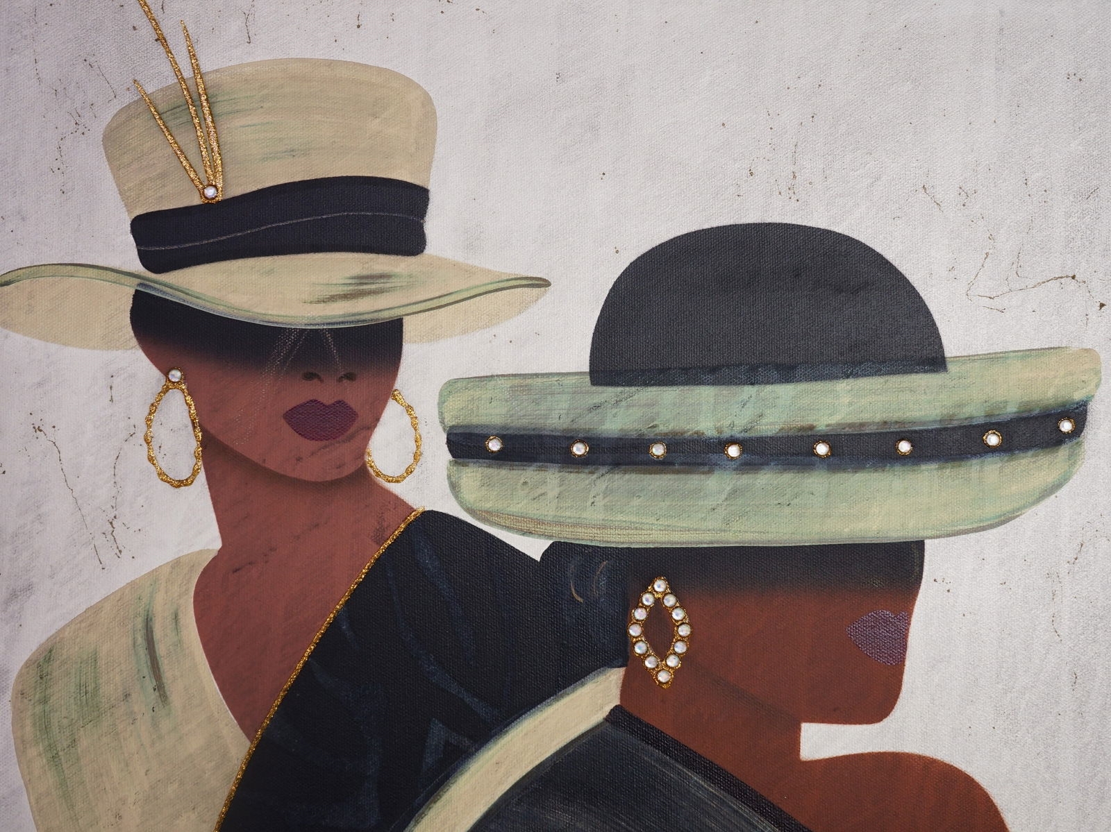 June Marie | June Marie signed Lithograph On Canvas,Two African Woman ...