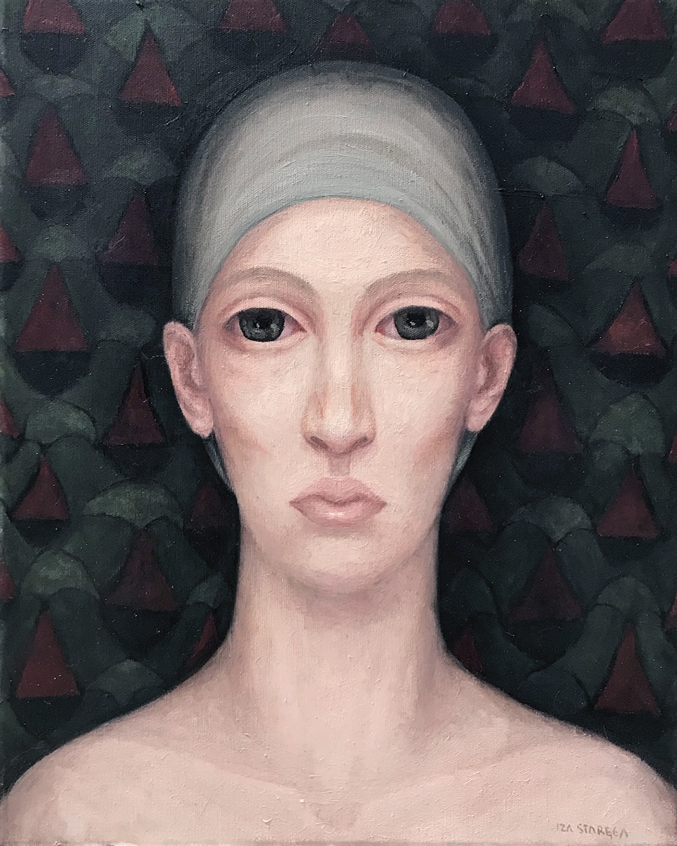 Artwork by Iza Starega, Untitled from the series Women in scarves , 2024, Made of own technique, canvas
