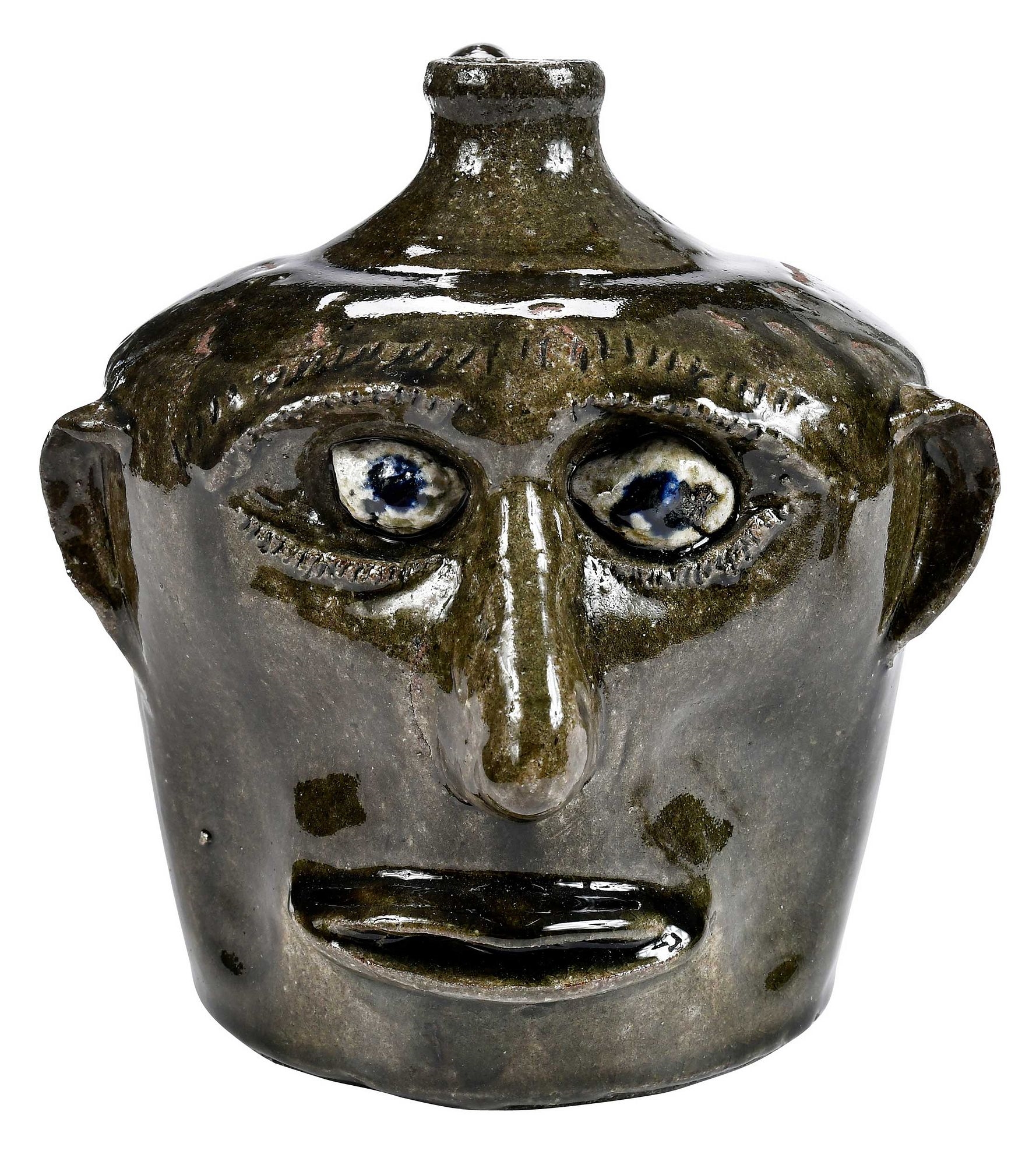 Artwork by Lanier Meaders, Important Early Lanier Meaders Astonished Stoneware Face Jug, Made of stoneware