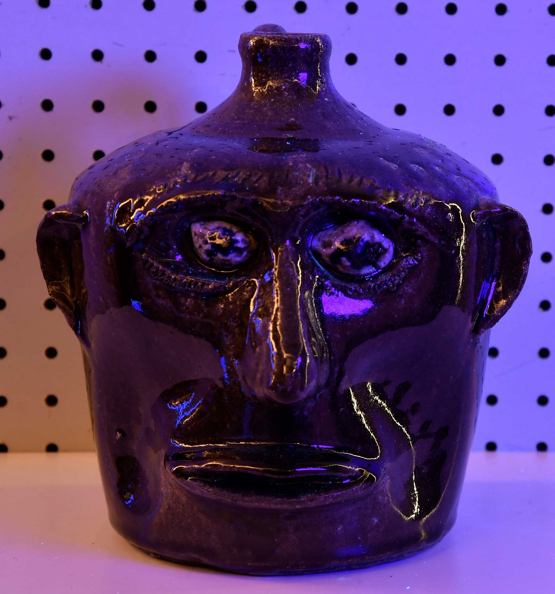 Artwork by Lanier Meaders, Important Early Lanier Meaders Astonished Stoneware Face Jug, Made of stoneware