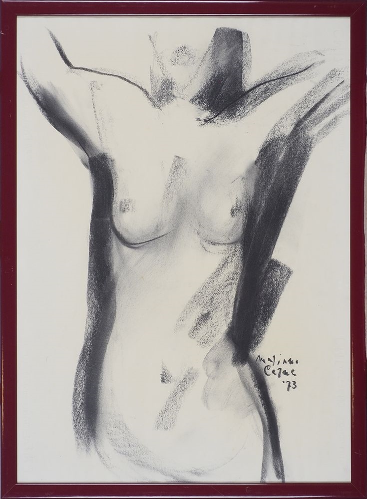 Artwork by Mariano Cerne, Lotto di 2 carbonbini raffiguranti nudi femminili