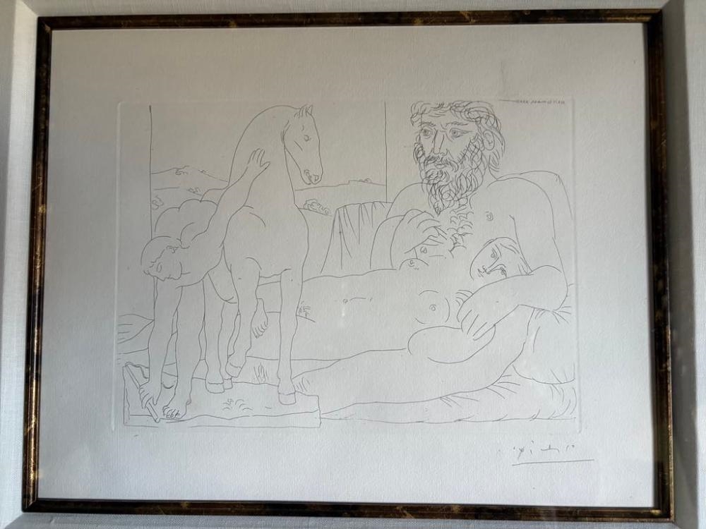 Artwork by Ambroise Vollard, Pablo Picasso "Le Repos du Sculpteur Devant le Jeune Cavalier, Made of Etching on Montval laid paper