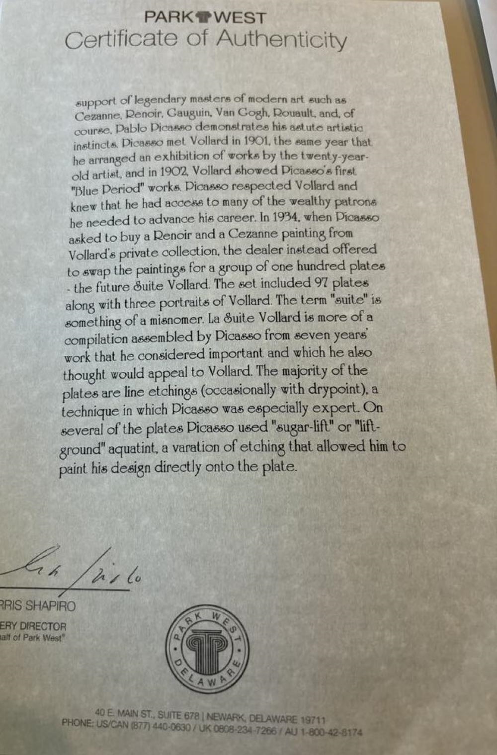 Artwork by Ambroise Vollard, Pablo Picasso "Le Repos du Sculpteur Devant le Jeune Cavalier, Made of Etching on Montval laid paper