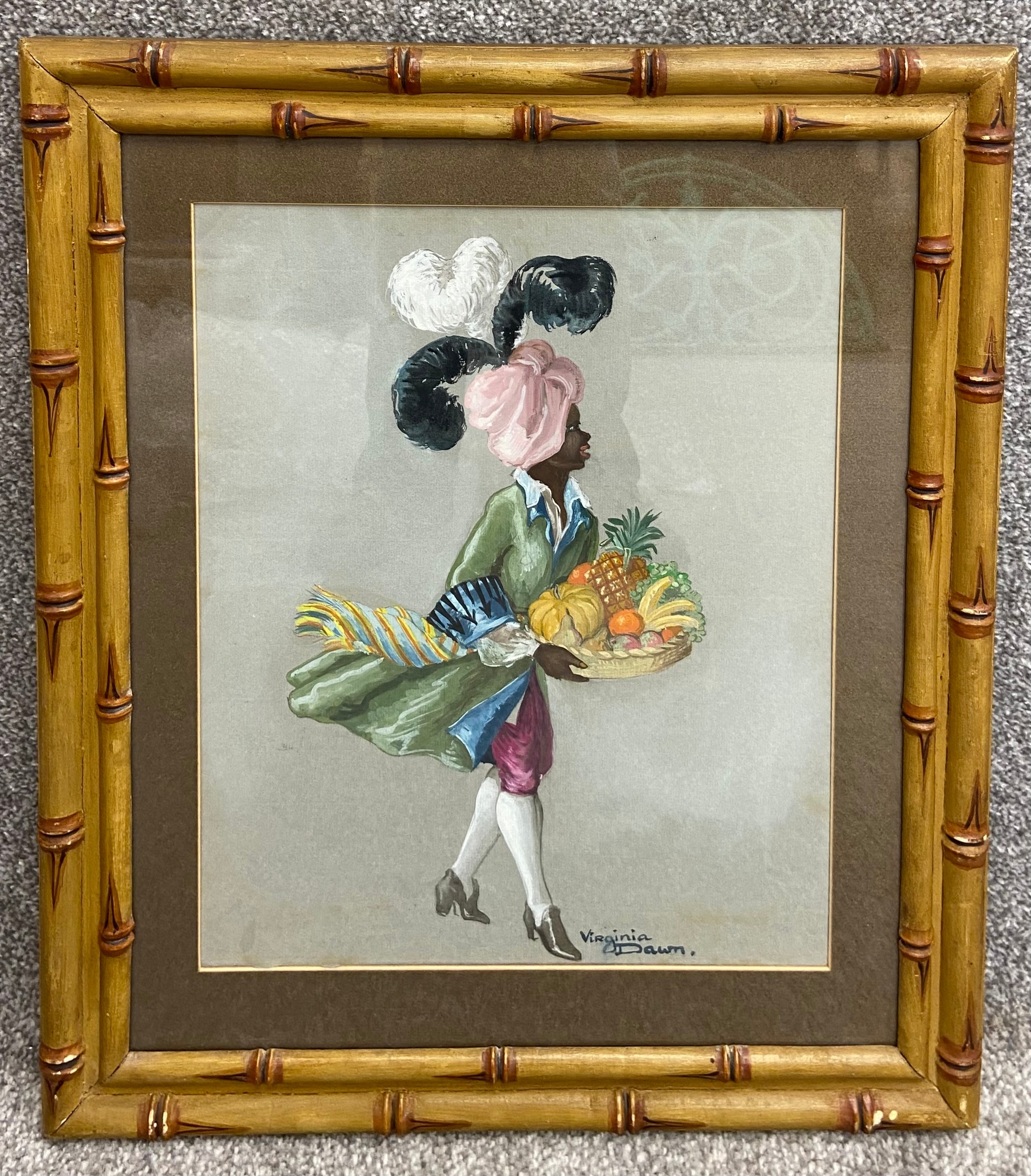 Artwork by Virginia Dawn, A set of six signed original gouache paintings on paper by Virginia Dawn depicting various figures, Made of gouache paintings on paper