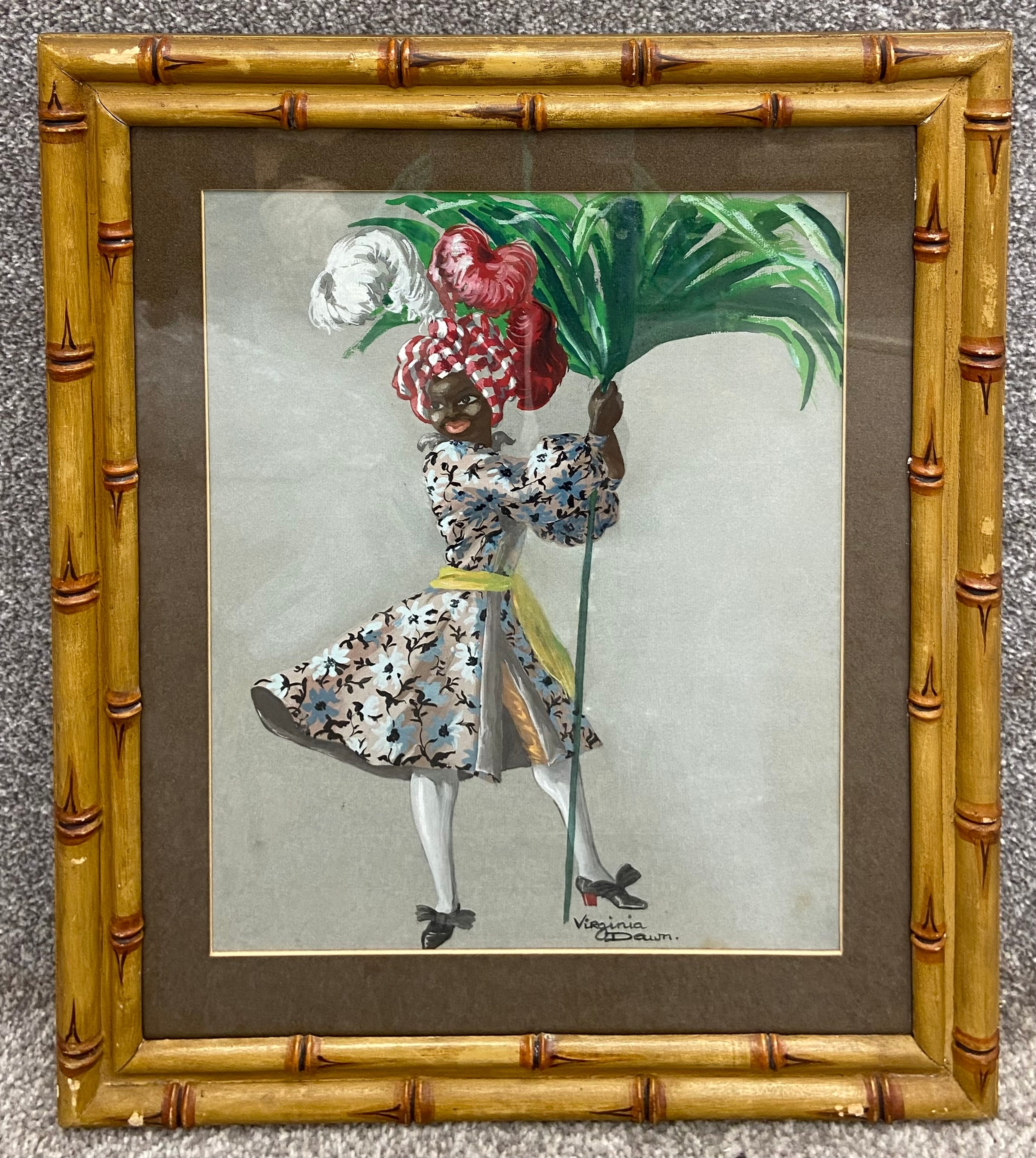 Artwork by Virginia Dawn, A set of six signed original gouache paintings on paper by Virginia Dawn depicting various figures, Made of gouache paintings on paper