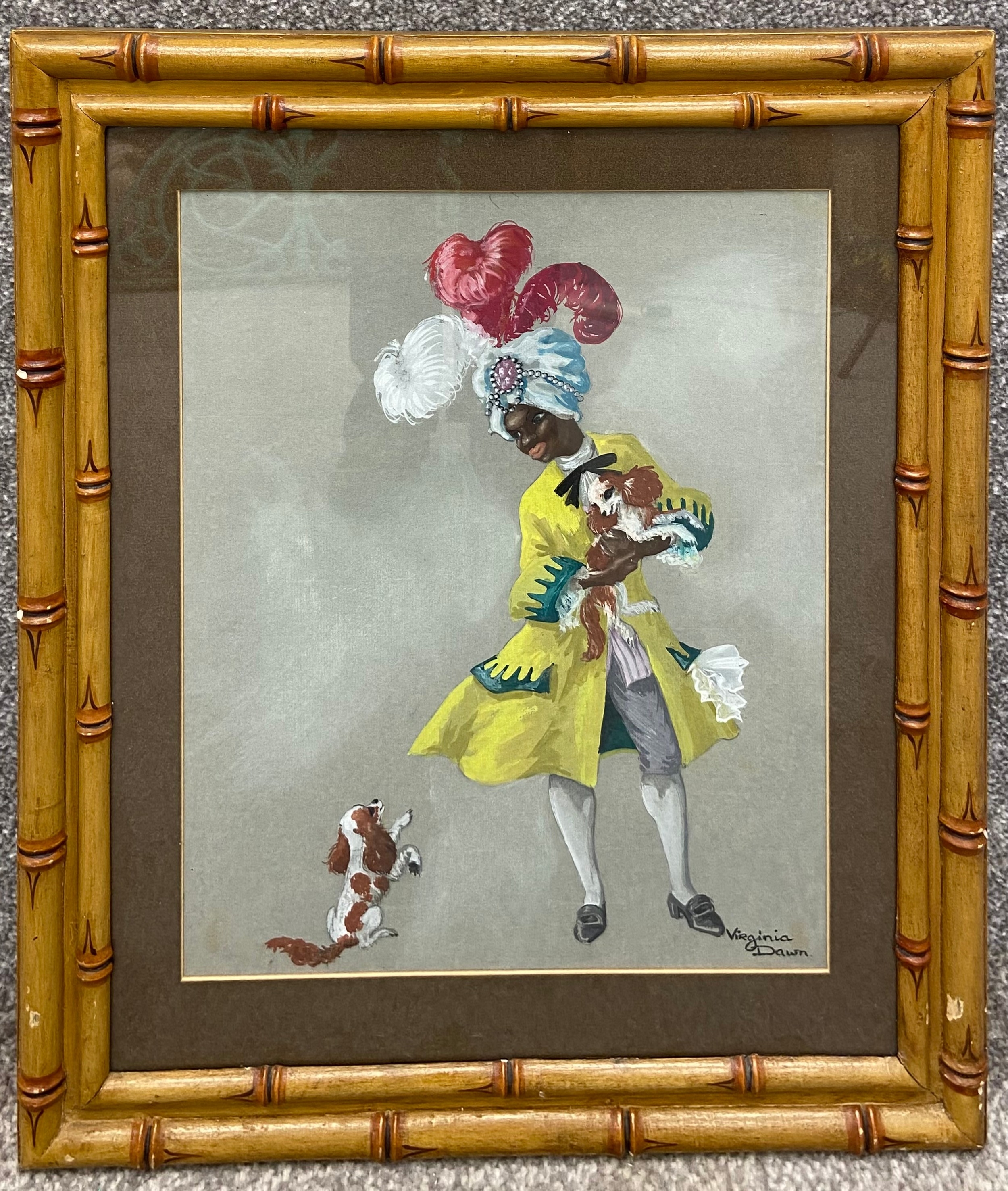 Artwork by Virginia Dawn, A set of six signed original gouache paintings on paper by Virginia Dawn depicting various figures, Made of gouache paintings on paper