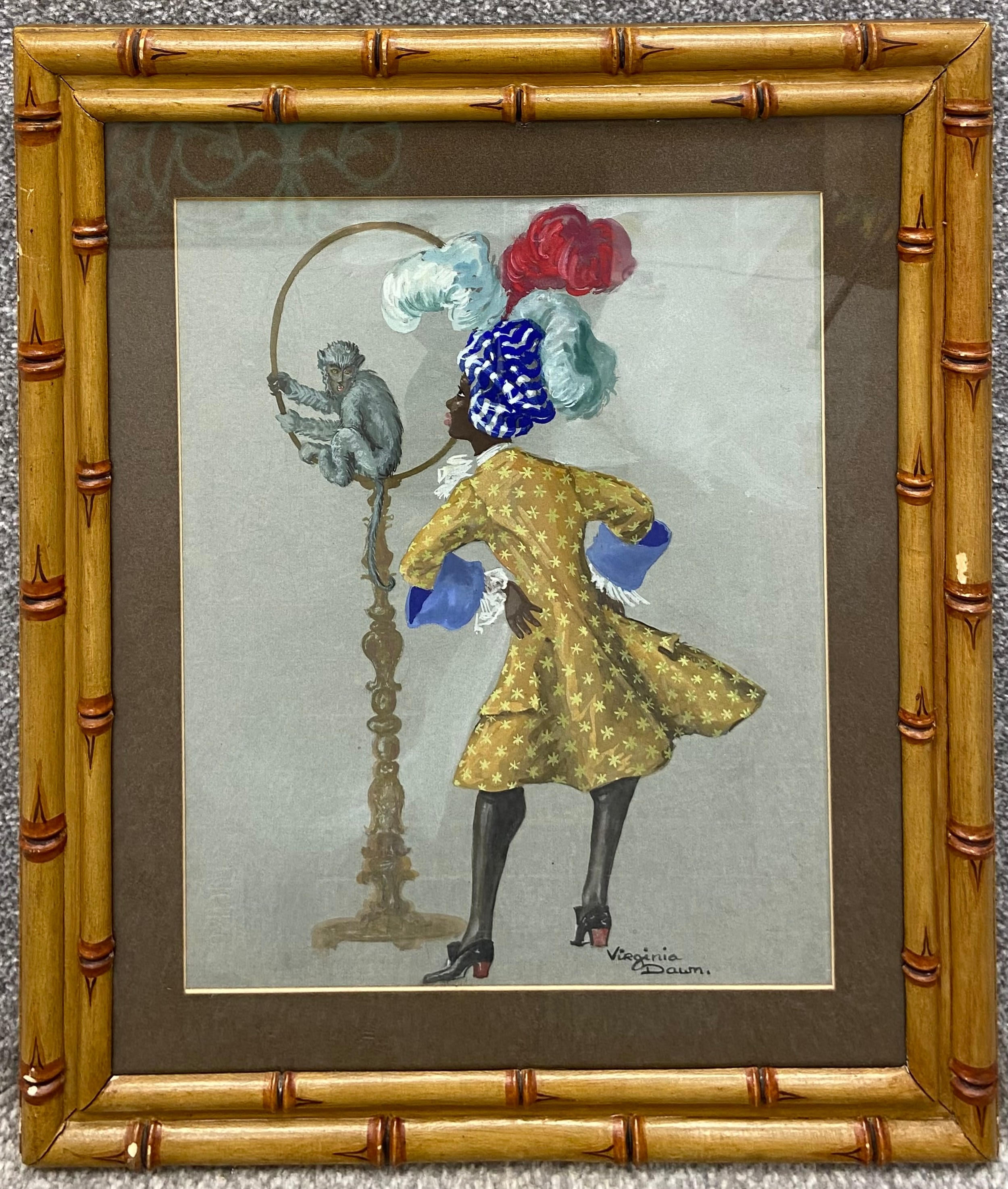 Artwork by Virginia Dawn, A set of six signed original gouache paintings on paper by Virginia Dawn depicting various figures, Made of gouache paintings on paper